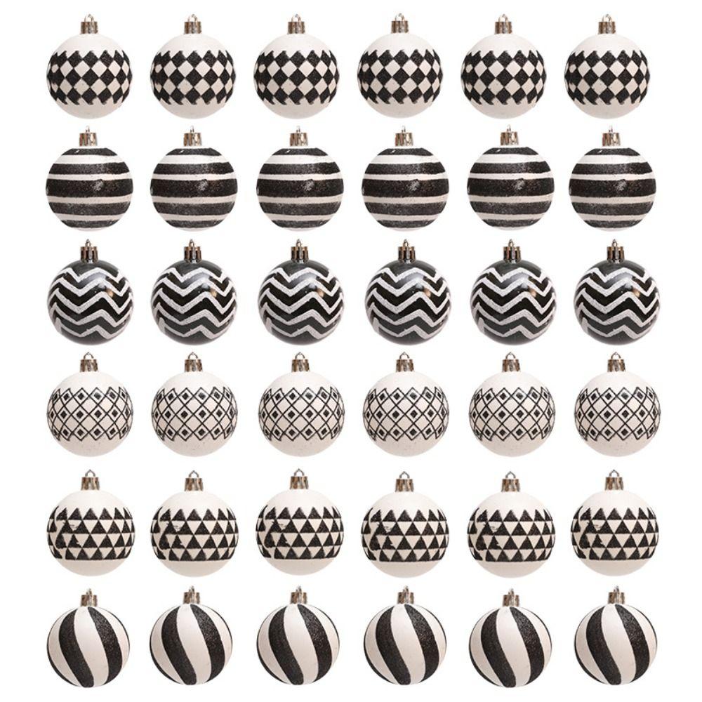 6pcs 6cm Electroplated Hanging Balls White and Black Xmas Tree Pendants Party Favors