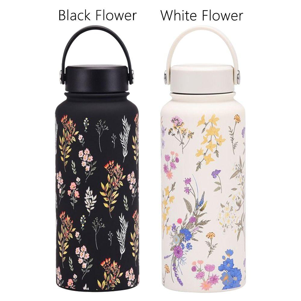 1L Capacity Stainless Steel Vacuum Cup Stainless Steel Material Printed Design Portable Sports Kettle Large Capacity
