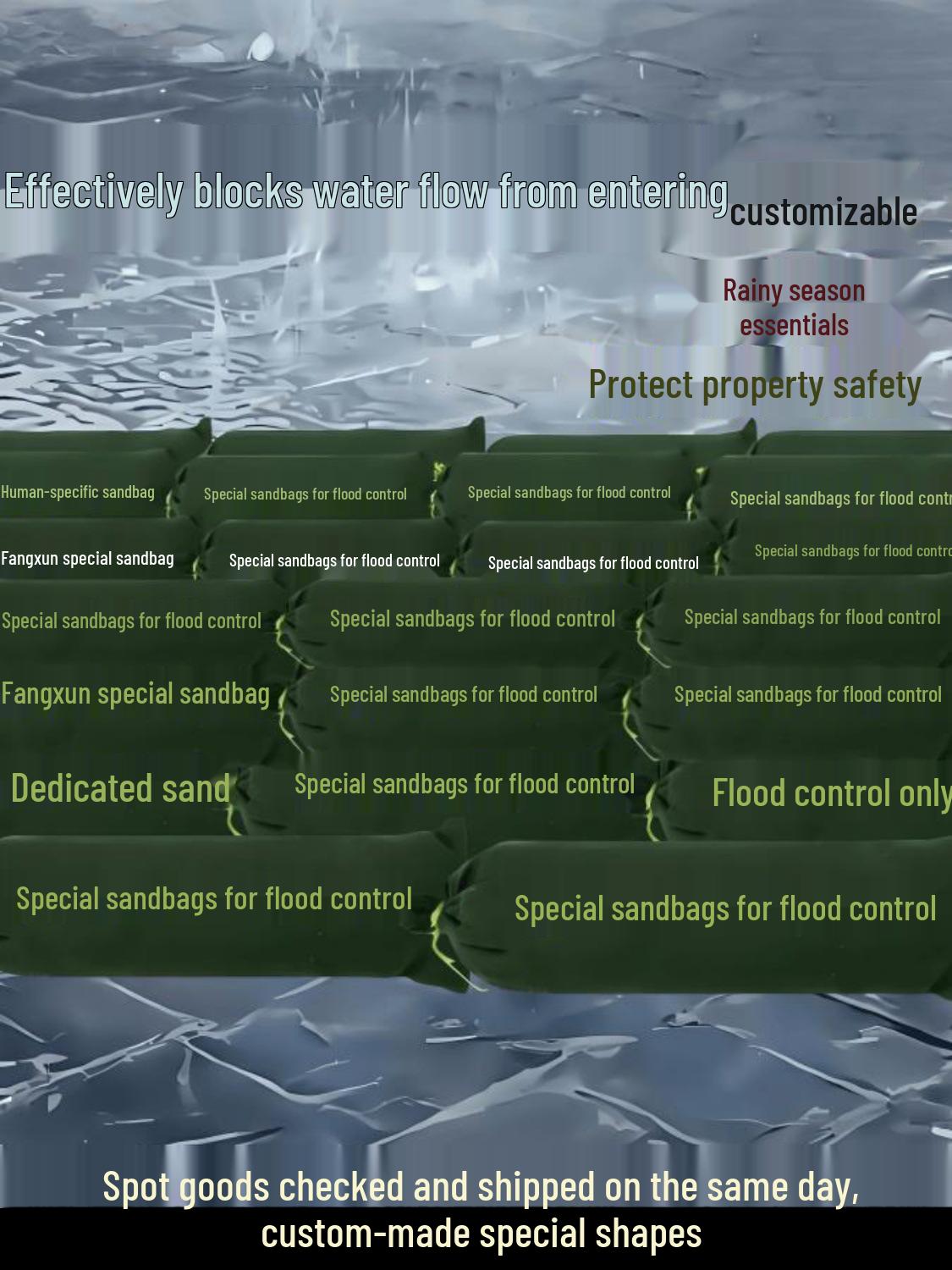 

Flood Control & Prevention Sandbags: Thickened Canvas Water-Blocking Leak Stoppers for Property Doorways. Canvas 25x70 Flood Sandbag x1