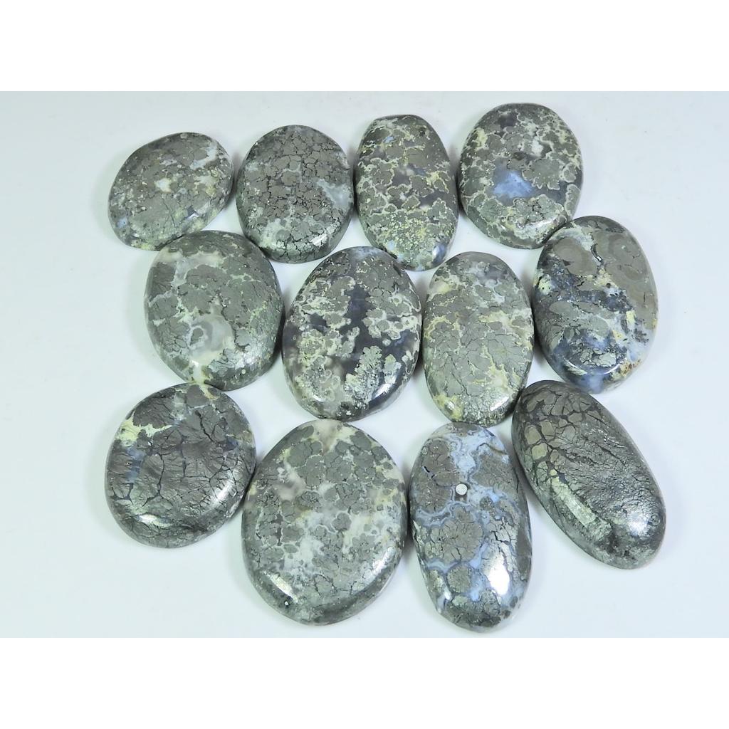460Cts. Natural Marcasite Oval Shape Cabochon Loose Gemstone 12 Pcs Lot C-316