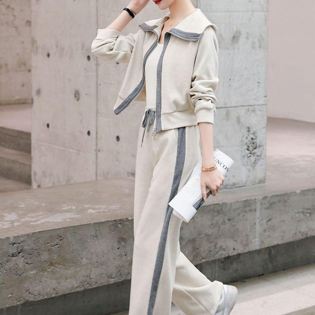

Women s Spring Small European Style Streetwear Two-Piece Sweatshirt and Pants Set 2XL