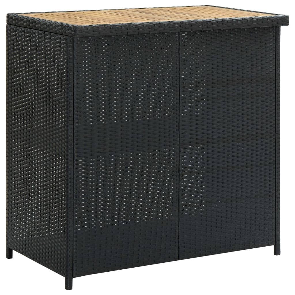 Bar Table Set Poly Rattan Black Wooden Tabletop Steel Frame Stable Seating Cushion Pub Dining Set Us Local Shipping
