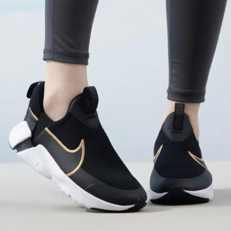 Nike Flex Plus 2 GS Black Metallic Gold Kids Sneakers Dark-Smoke-Grey White DV8999-002