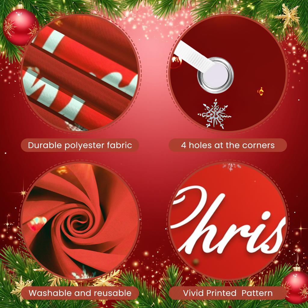 Christmas Decoration Red Background Holiday Banner Seasonal Banner Eye-catching Christmas Party Banner For Indoor Decor Home