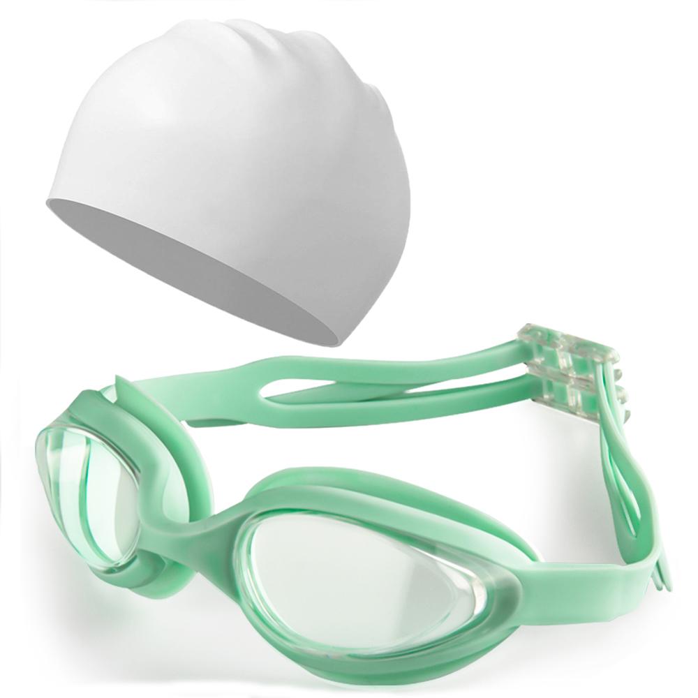 Swimming Goggles Cap Adult HD Anti-fog Swimming Goggles Set Waterproof Silicone Swim Glasses Anti-UV Swim Eyewear