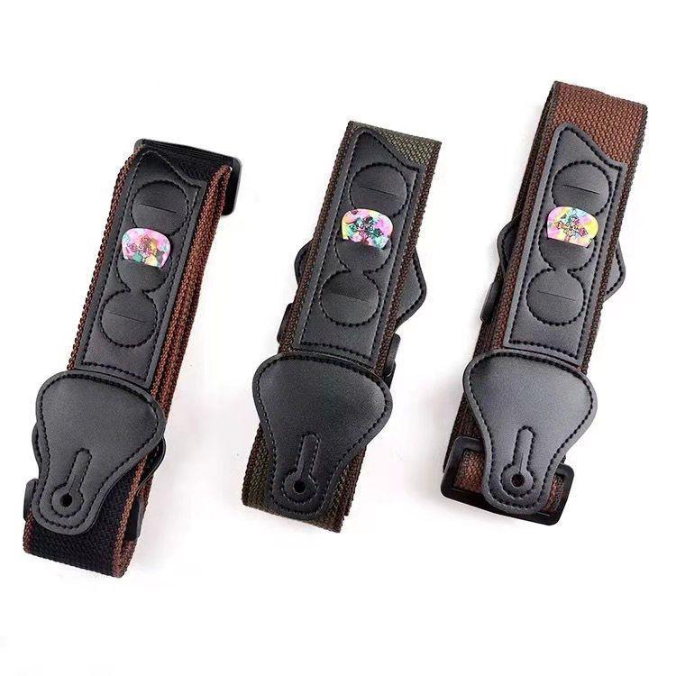 Unisex Classic Guitar Strap with Plectrum Holder for Acoustic & Electric Guitars