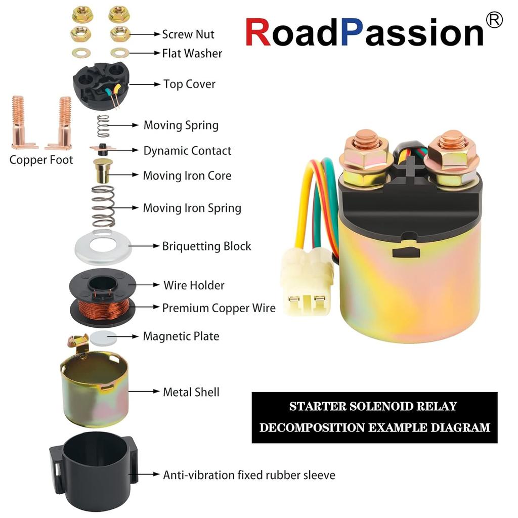 Road Passion Starter Solenoid Relay For Honda TRX500 FOURTRAX Foreman Rubicon 2001-2011 TRX650 FOURTRAX Rincon 2003 2004 2005 TRX680 FOURTRAX Rincon