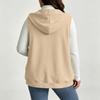 Gilet da donna alla moda con cappuccio, chiusura a bottoni, coulisse, senza maniche e con tasche