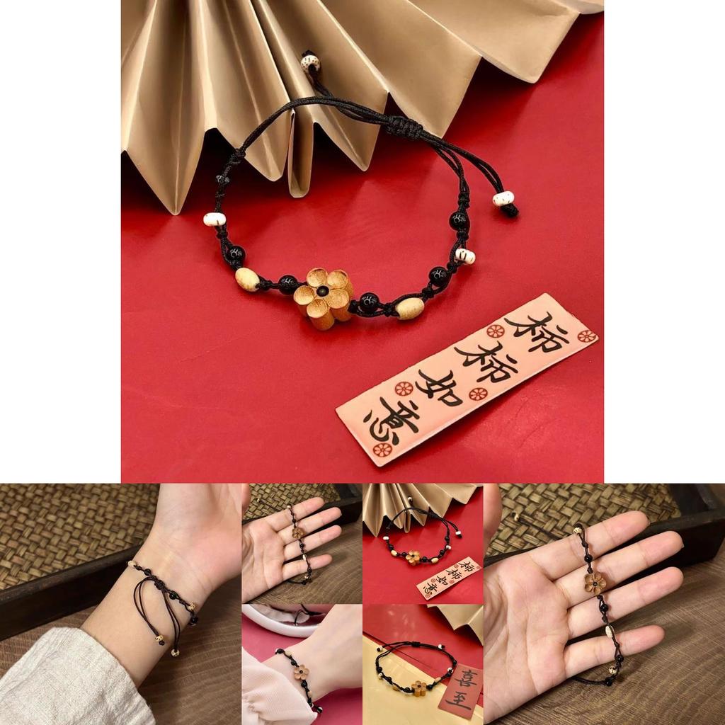 Exquisite Handwoven Peach Blossom Bracelet For Women In Trendy New Chinese Style