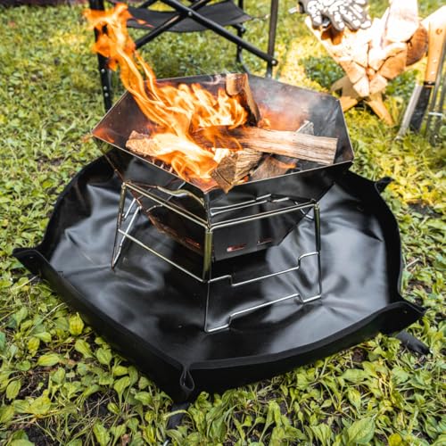 Captain Stag (CAPTAIN STAG) Hexa Fire Pit Sheet, Heat-Resistant to 700°C, Fiberglass, Hexagonal, Black, UG-3313