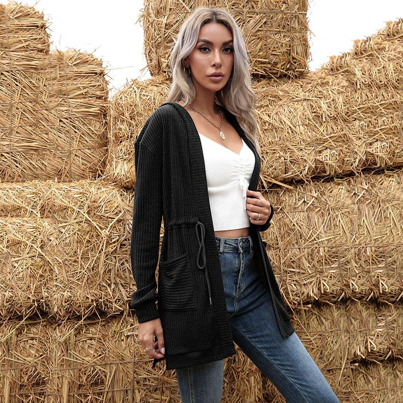 YYFS Damenmode, lässig, einfarbig, bedruckt, Herbst- und Winter-Langarm-Strickjacken