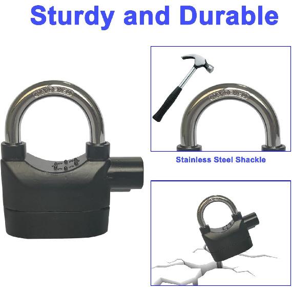 Alarm Lock 110dba Universal Security Alarm Lock System Anti-Theft for Door Motor Bicycle Padlock with 3 Keys (2PCS)
