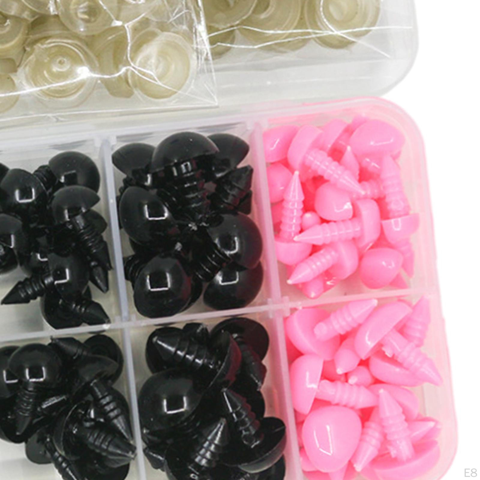Набор из 135 кукольных глаз и носов для поделок ручной работы розовый — фото 10