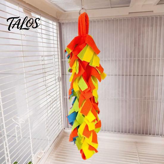 Bird Hanging Toy 2Pcs Parrot Chewing with Metal Ring, Colorful Felt Strips, Small Animal Pet Stress Relief Climbing Activity for Cockatiels