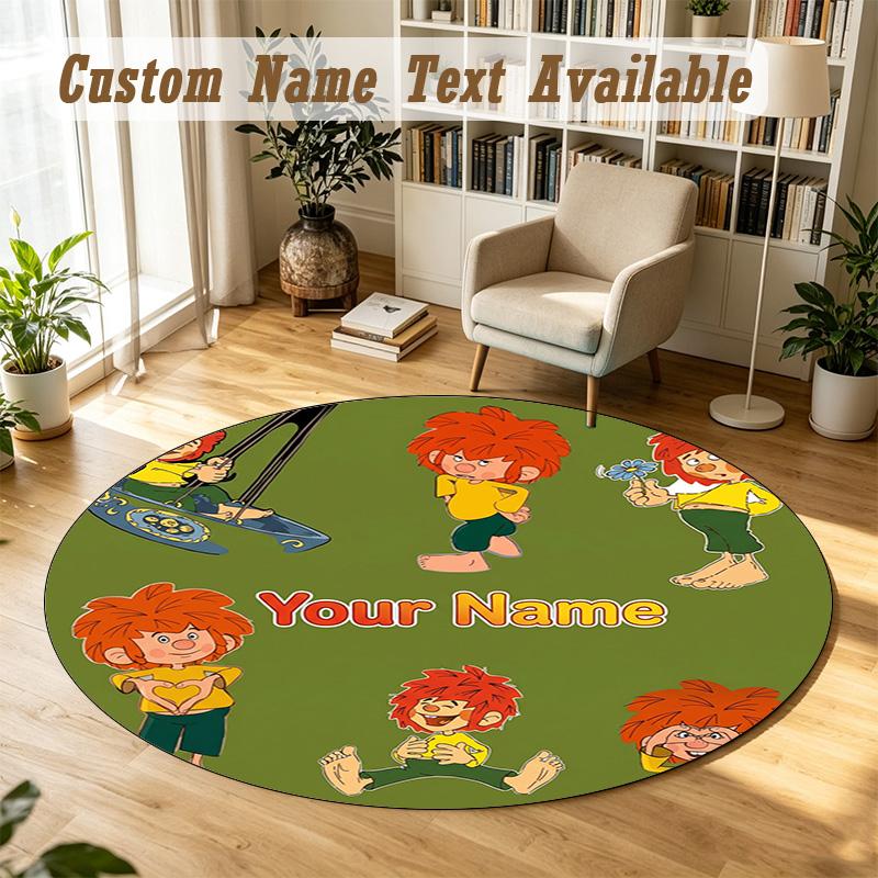Pumuckl Personalized Round Rug Support Custom Name, Soft Home Decor Mat