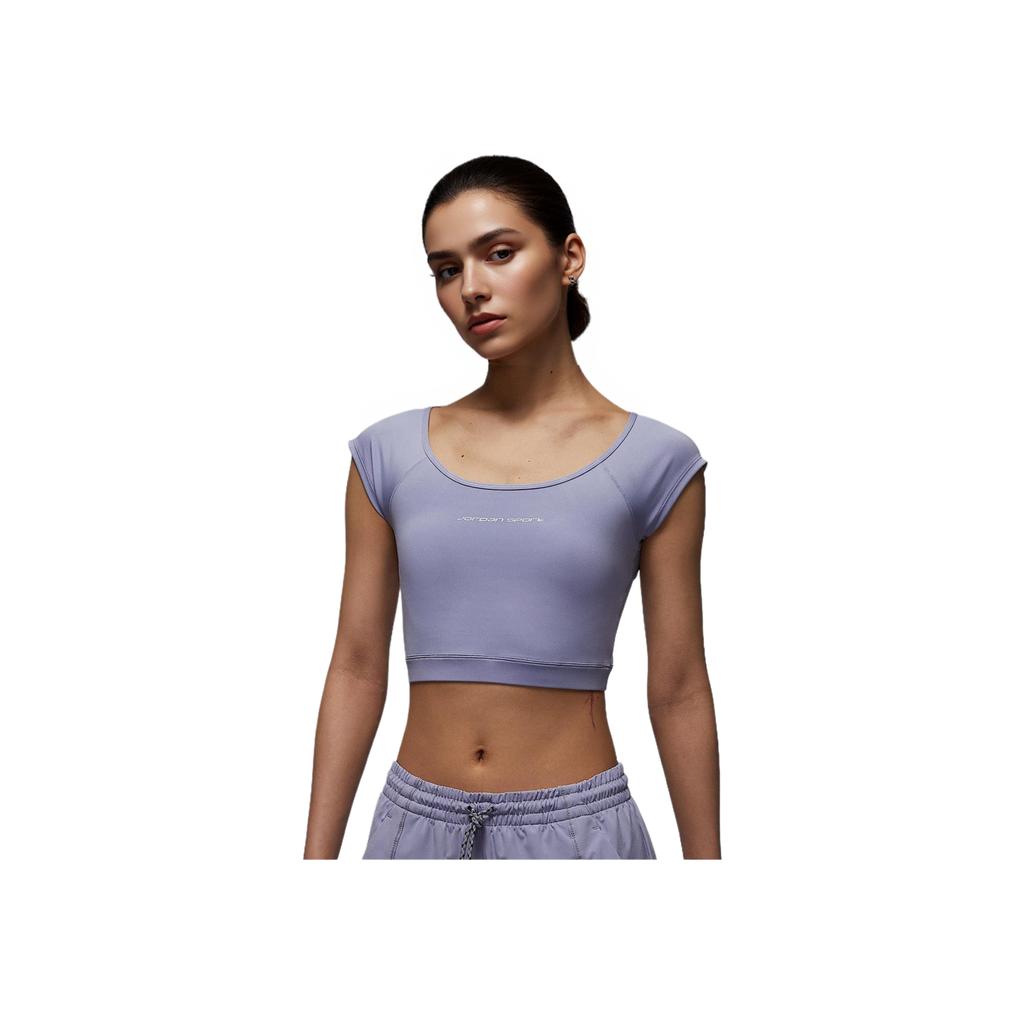 Jordan Sport Comfortable Casual Simple Versatile Short Sleeve Breathable Round Neck T-Shirt Women Tops Mist-Gray-Blue HJ0071-519
