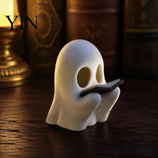 Geisterlese-Figur für Buchhandlung Halloween Niedlich für Schreibtisch und Bücherregal, Statue, Kleine Dekorationen Haus Mini-Ornament mit Buch Arbeitszimmer & Büro