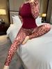 Leopard Print Women's Autumn/Winter Long Sleeve & Pants Home Wear Set