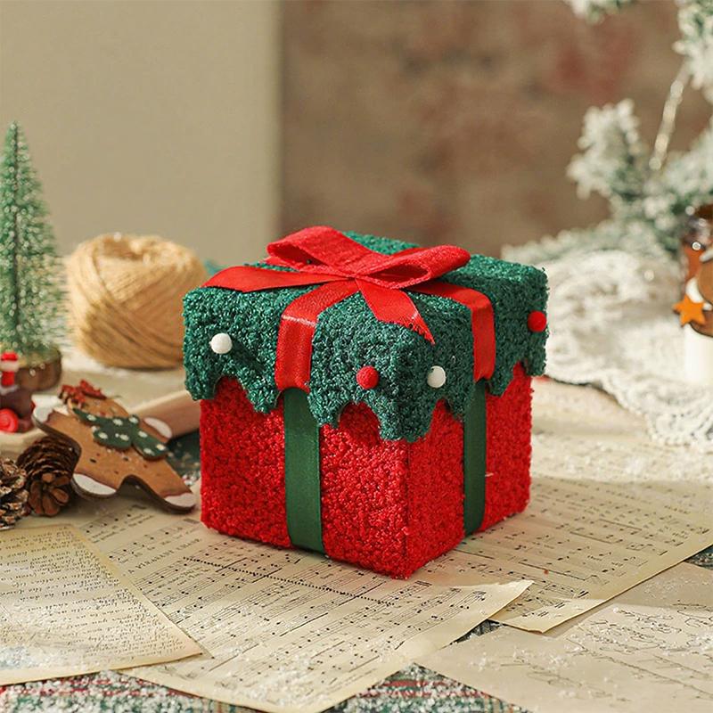 

WTEMPO Christmas Empty Ribbon Bow Gift Boxes Beautiful Soft Plush Boxes Festive Presents Packaging Boxes Party Favors Decor Treat Boxes for New Year 1pc зелёный