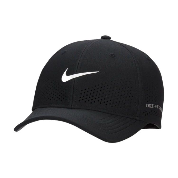 Nike Dri-FIT ADV Rise Structured SwooshFlex Polyester Baseball Cap Unisex caps Black FB5633-010 M-L