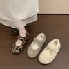 Retro Mary Jane Fluffy Shoes Women Wear Outside Autumn and Winter Versatile Inner Height Increase Velvet Warm Women's Cotton Shoes Women's Shoes
