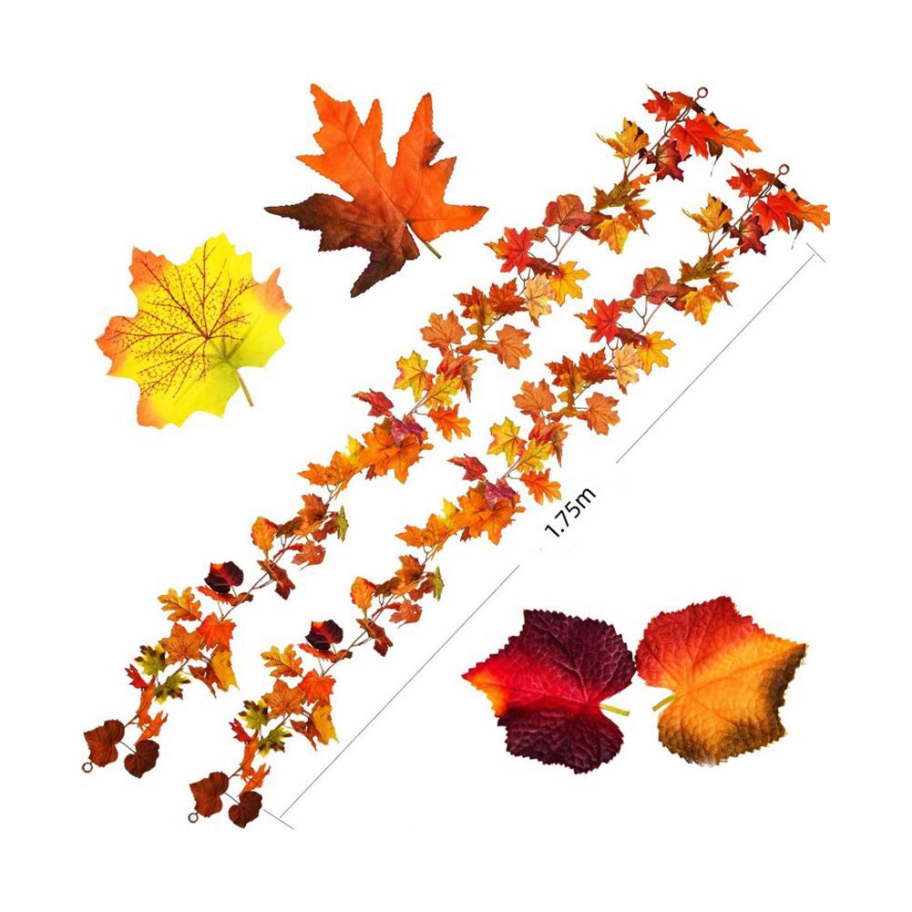 1/2Pcs 175cm Artificial Fall Maple Leaf Garland Fake Plants Autumn Decor Leaves Vine for Thanksgiving Halloween Decoration Gifts