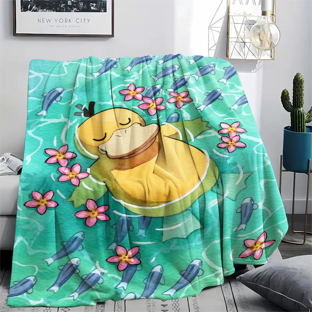 Pokémon Psyduck pattern Flannel Blanket, High quality Comfortable for All Seasons, Home Decor, Warmth and Comfort, Perfect for Gifts.