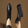 Retro Fashion Thick Heel Martin Boots Women's Autumn and Winter New High-end Pointed Fleece Warm Short Boots