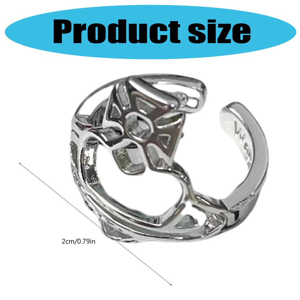 Geometric Hollow Heart Ring For Women Adjustable Copper Design Irregular Geometry Vintage Ring Fashion Jewelry Gift