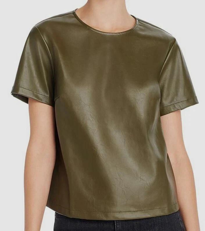 

Праздничный Приталенный Женский Топ Оливково-зеленый Ручной работы Натуральная Кожа Натуральная Овчина Формальный Стильный 3XL оливковое зеленый