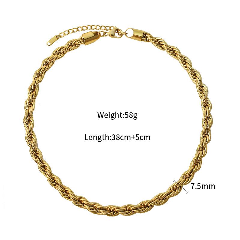 Stainless Steel Personalized Popular Non-Fading Texture Twist Twist Chain Niche Necklace Bracelet Set Elegant Accessories