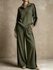 European and American autumn and winter new women's clothing half-zipper lapel contrasting top wide-leg pants casual sports suit