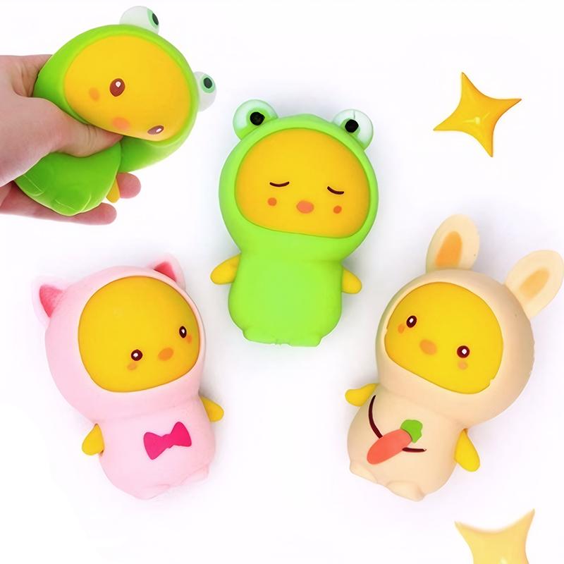 Cartoon Toys Kids  Childrens 1 pc Cute Animal Chick Squishy Stress Ball, Soft Stretch Fidget Squeeze Toy Anxiety Relief Sensory for Adults