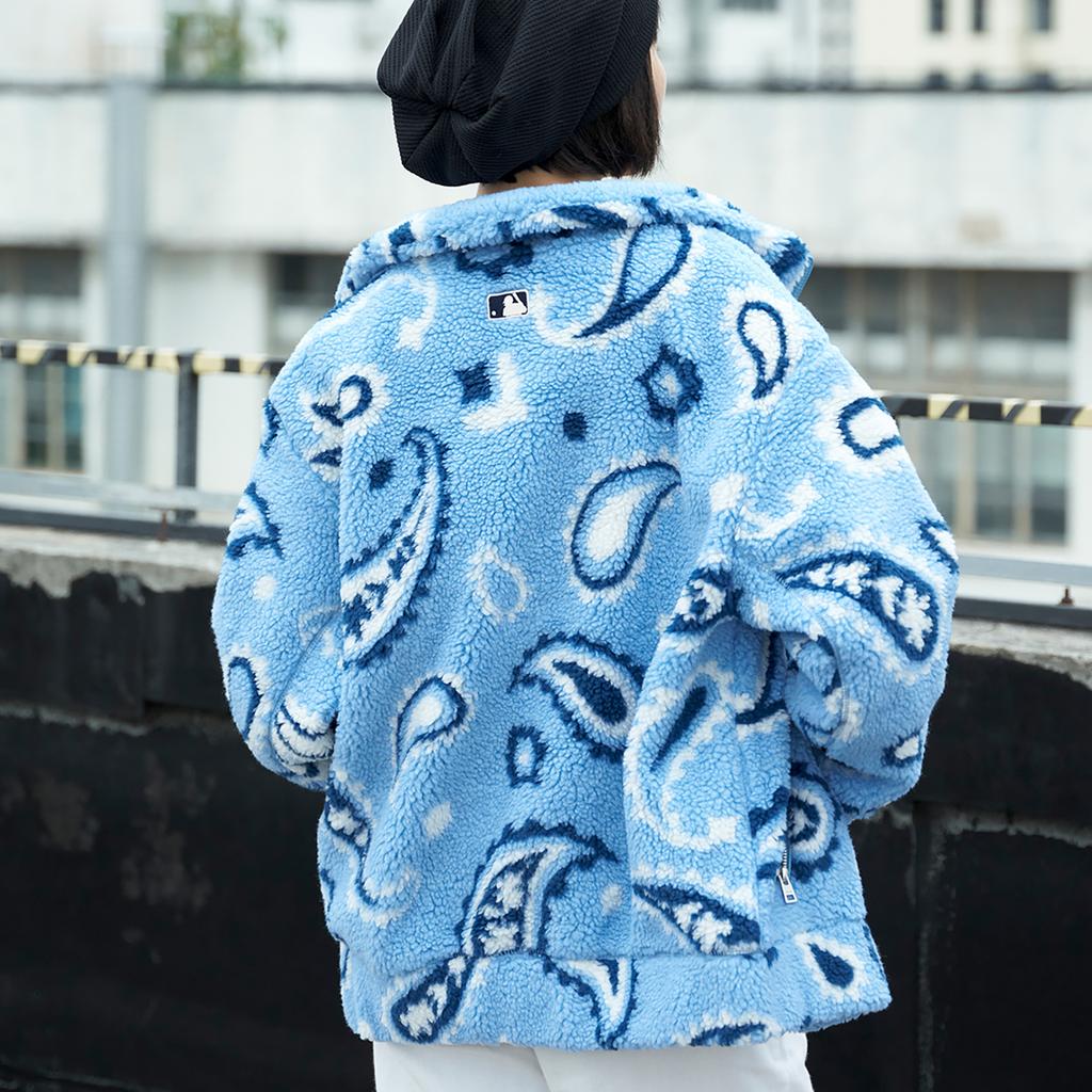 New MLB Velvet Feel Coat Unisex Light Blue 3AFDI0126-07BLL