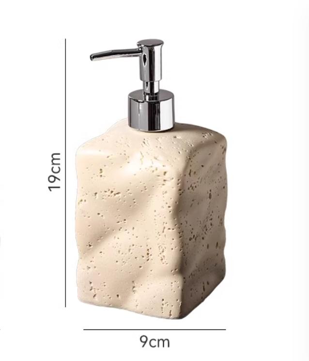 Light Yellow Imitation Cave Stone Soap Dispenser, Bathroom Supplies, Shampoo Dispenser, Soap Box, Sink, Storage Tray, Resin