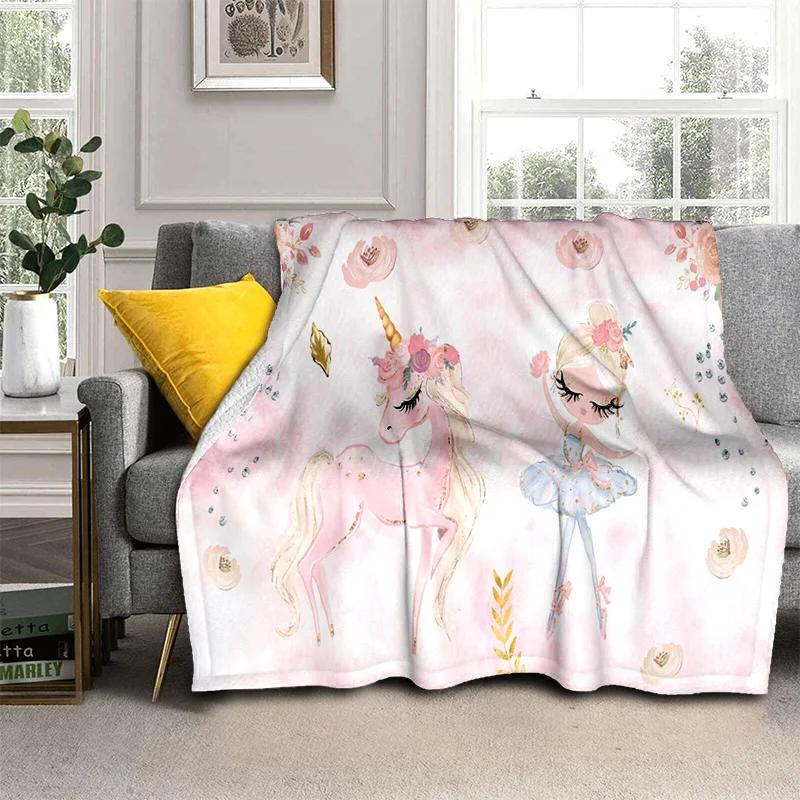 Süßes Ballettmädchen, Ballerina, Fee, Schwan, Einhorn, Cartoon, 3D-Decke, weiche Überwurfdecke für Zuhause, Schlafzimmer, Bett, Sofa, Picknick, Reisen, Kinder