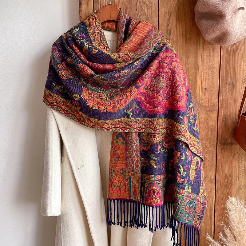 Luxury Brand Jacquard Scarf Women Fashion Thick Soft Cashmere Lady Casual Stole Shawl Headband Scarves Neckerchief Bandana