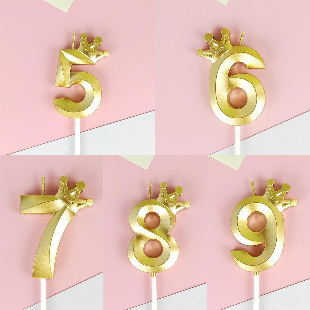 Number 5 Birthday Candle with Crown Design Party Decoration Cake Topper for Celebration Events and Special Occasions