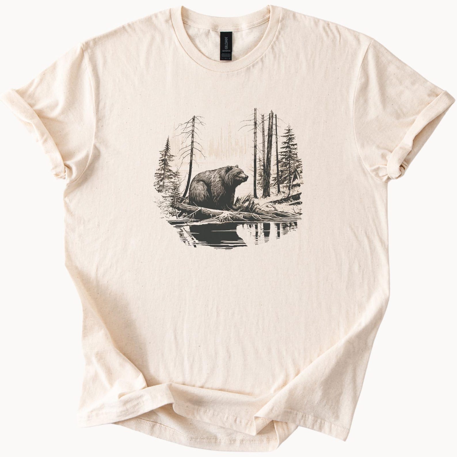 Grizzly Bear TShirt Forest Wildlife Nature Tee Outdoors Graphic Shirt 140