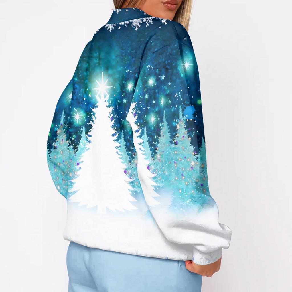 Women's Trendy Christmas Graphic Crewneck Sweatshirt Lightweight Casual Pullover Top for Holiday