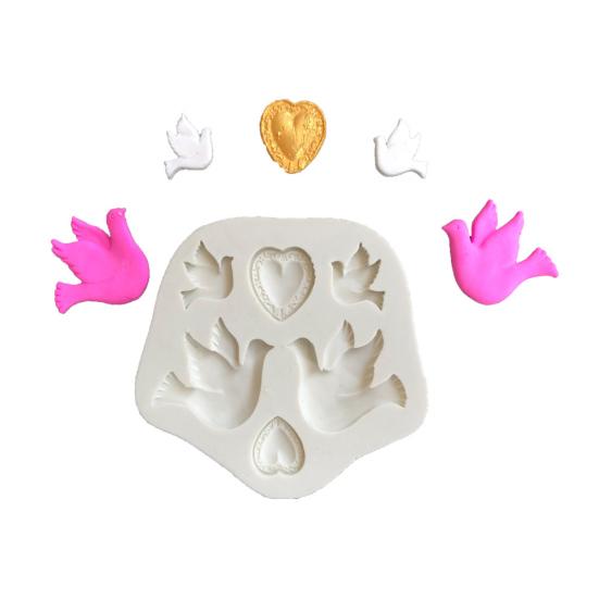 Romantic Heart Silicone Mold Love Bird DIY Decor Fondant Cake Kitchen Bakeware