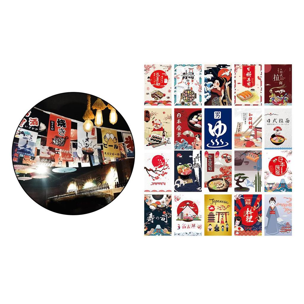 Japanese Cuisine Decoration Polyester Bunting Flags Multicolor Festival Business Shop Ornament for Restaurant Entrance Decor