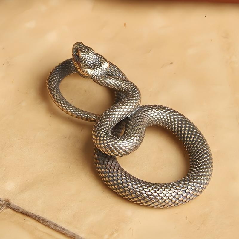 Solid Copper Snake Figurine Zodiac Serpent Ornament Desktop Feng Shui Model Collection Statue Brass Crafts New Year Gifts