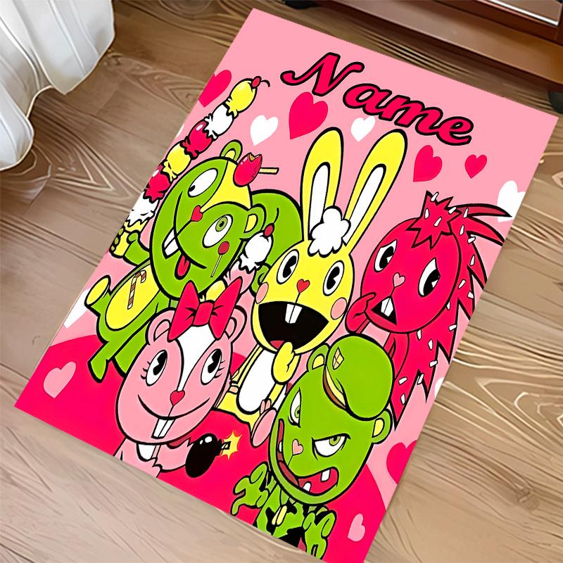 Custom Personalization Happy Tree Friends Print Area Rug - Soft, Washable Non-Slip Indoor Mat,Living Room,Home&Office Decorative Rug