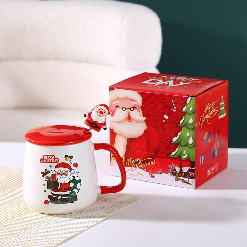 Christmas Ceramic Mug Gift Set - Santa Claus New Year Office Coffee Mug