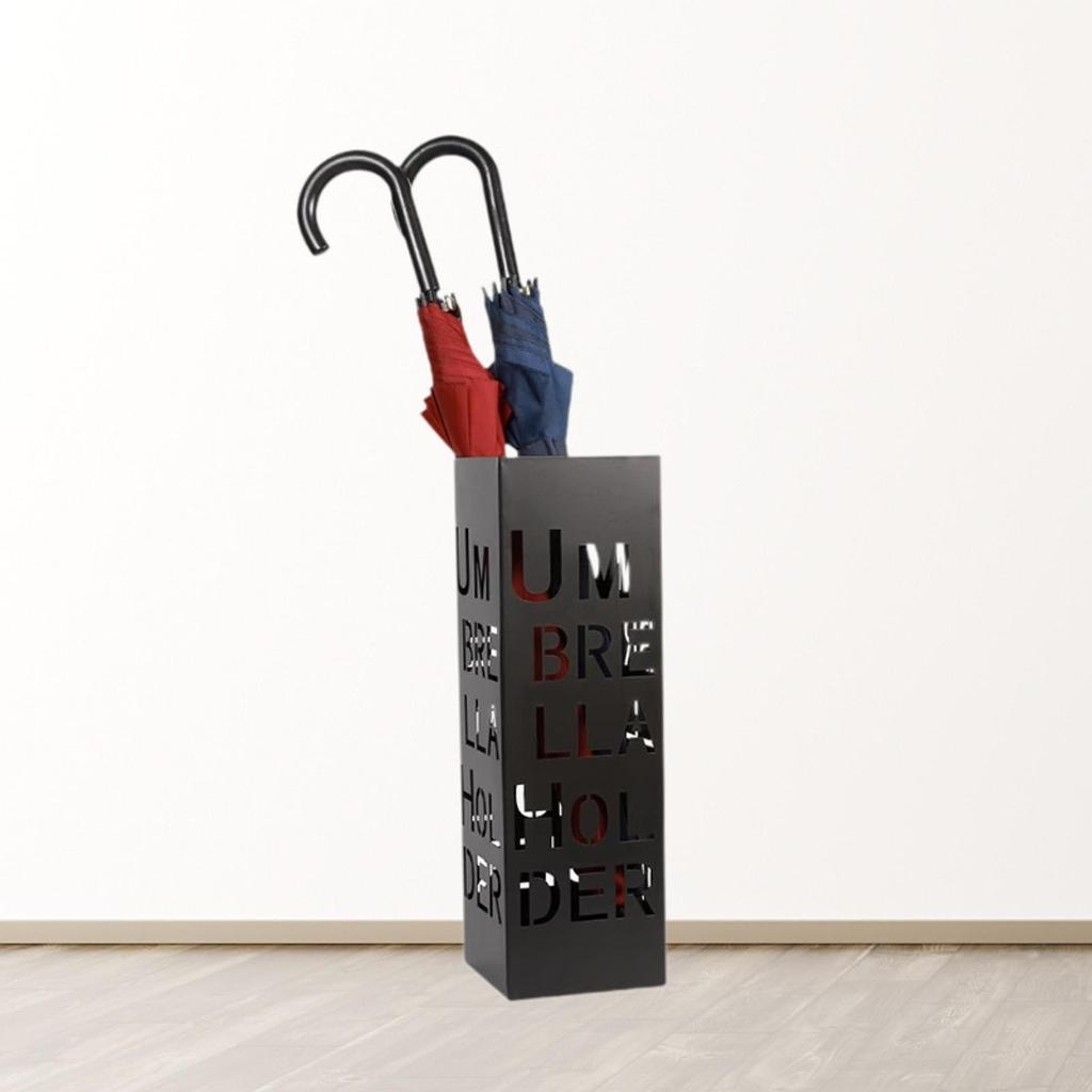 Metal Umbrella Stand for Home Office Entryway, Long Umbrella Storage Rack Hollow Convenient Square Organizer for Doorway Hallway