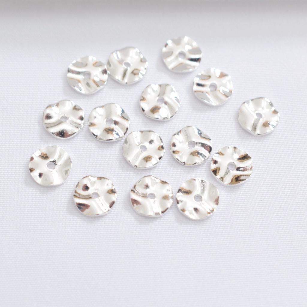 100pcs Color-Retaining 14K Gold-Wrapped Irregular-Textured Round Spacer, Retro Baroque Water Ripple Spacer, Gasket Special-Shaped