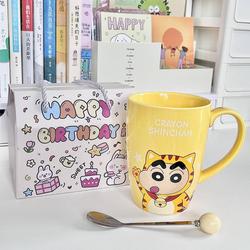 Crayon small new water cup high value cute children's ceramic mug office coffee cup girl birthday gift