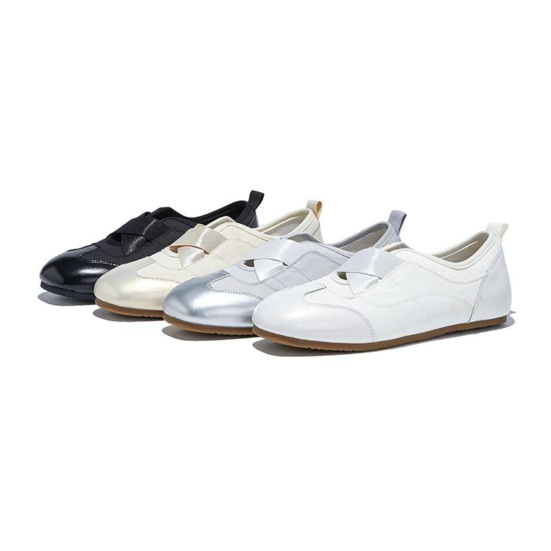 Fashion AIYUQI Women's Sneakers Casual Ballet Shoes Women Flat Genuine Leather Large-Size Elasticated Female Virtue Training Shoes