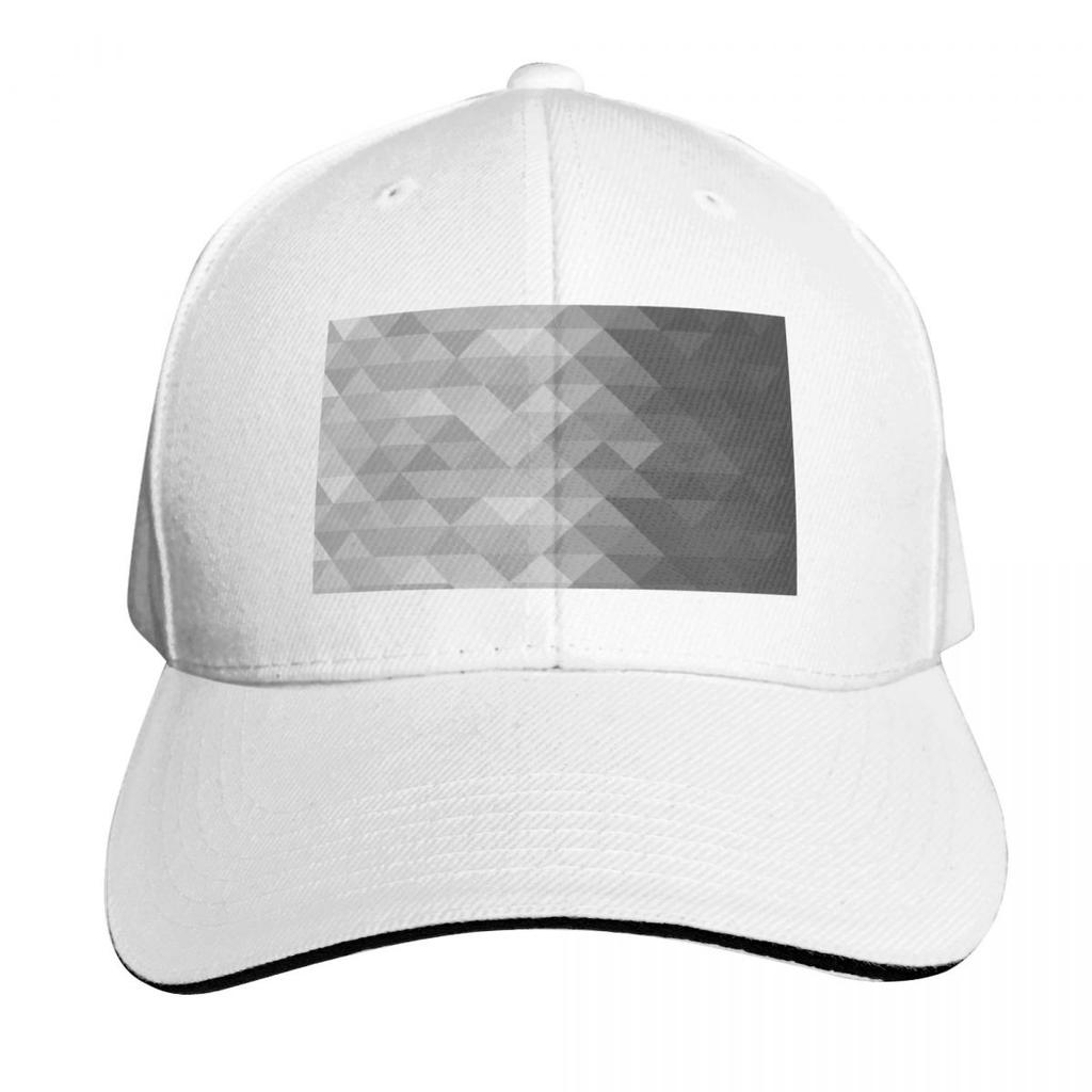 Grayscale Triangle Geometric Squares Pattern Baseball Cap Casual Daily Wear Quick Dry Performance Cotton Twill Breathable